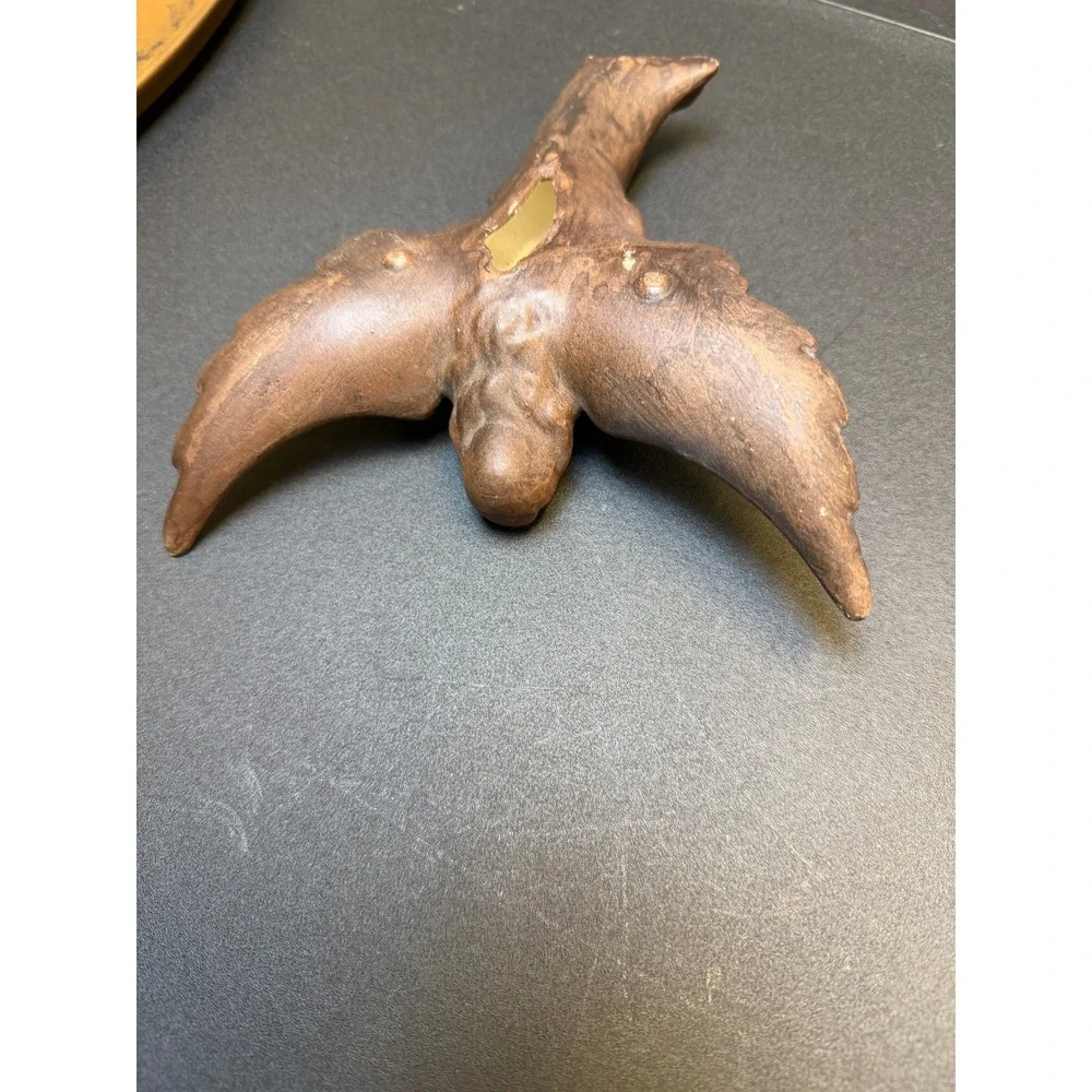 Vintage Bronze Tone Ceramic Angel Wall Hanging Figurine Religious Decor 7.5 Inch